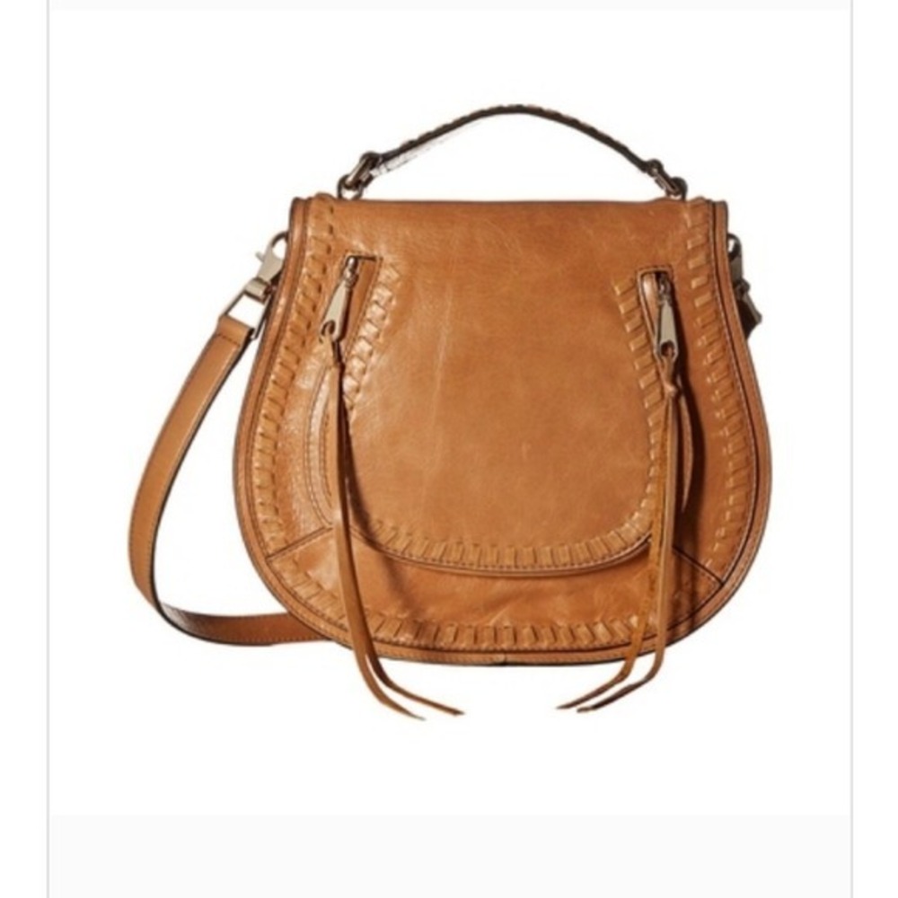 Rebecca Minkoff | Vanity Tan Leather Whipstitch Saddle Crossbody Bag